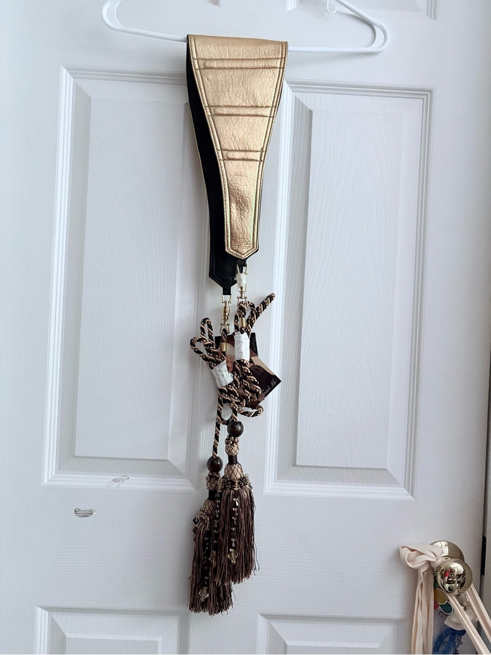 Spiegel Brown and Gold Tassel Tieback Waist Belt